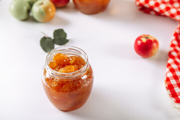Homemade apple jam in jar