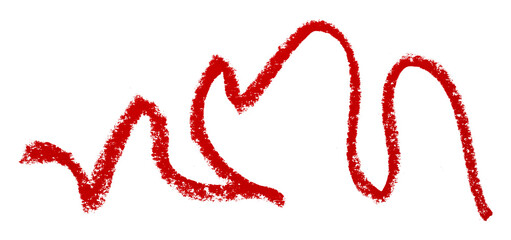 Red colored pencil drawing isolated on transparent background