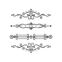 Obraz premium Set of Vintage decorative lines. text dividers. Line border. Lines separators, Borders, Vintage dividers, Underline elements. Divider set vector. Vector illustration.Line dividers. 