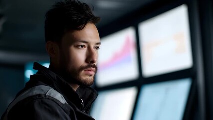 Technician monitoring real time system load on dashboard - Powered by Adobe