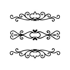 Set of Vintage decorative lines. text dividers. Line border. Lines separators, Borders, Vintage dividers, Underline elements. Divider set vector. Vector illustration.Line dividers.	
