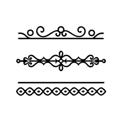 Obraz premium Set of Vintage decorative lines. text dividers. Line border. Lines separators, Borders, Vintage dividers, Underline elements. Divider set vector. Vector illustration.Line dividers. 