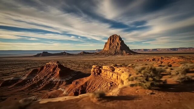 Desert Landscape with Majestic Butte.
