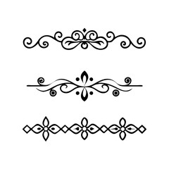 Set of Vintage decorative lines. text dividers. Line border. Lines separators, Borders, Vintage dividers, Underline elements. Divider set vector. Vector illustration.Line dividers.	