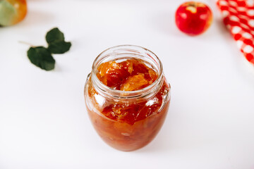 Homemade apple jam in jar