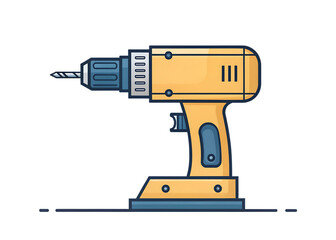 Fototapeta premium Illustration of a yellow cordless power drill with a black background