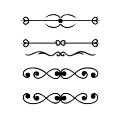 Set of Vintage decorative lines. text dividers. Line border. Lines separators, Borders, Vintage dividers, Underline elements. Divider set vector. Vector illustration.Line dividers.	