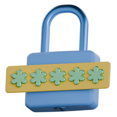 Password Vault Lock 3D Icon Colorful Style