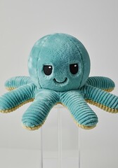 Teal Corduroy Octopus Plush Toy: Soft, Cuddly Friend