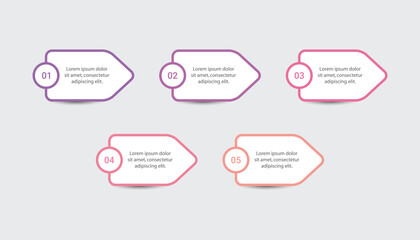 Arrow infographic template design with 5 steps or options
