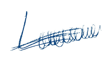 Blue pencil hand writing stroke set on transparent background.