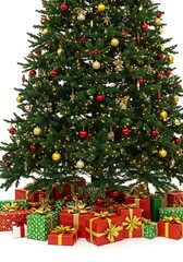 Christmas Tree & Gift Pile: Festive Holiday Cheer
