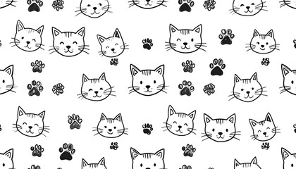 Cute Cat Paw Print Pattern.