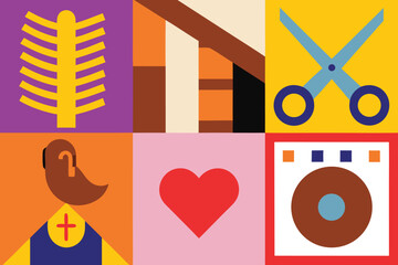 Obraz premium Colorful geometric icons abstract design elements set of