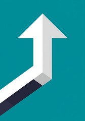 Upward Trend: Teal & White Isometric Arrow