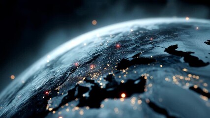 Global interface visualizing networked factory sites with glowing markers