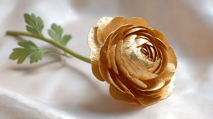 Golden ranunculus flower isolated on white background