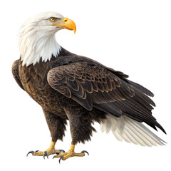 Fototapeta premium Majestic Bald Eagle Standing Proud with Sharp Gaze and Detailed Feathers on Isolated Background