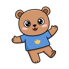 Fototapeta premium Joyful Brown Bear Cartoon: Happy, Cute Illustration