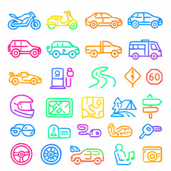 Set of Neon Transportation Icons