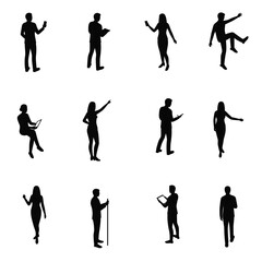 Silhouettes of People in Various Poses