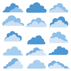Clouds in various shades of blue and gray