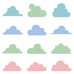 Pastel Colored Clouds in Various Shapes and Sizes