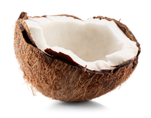 half of coconut isolated on white background