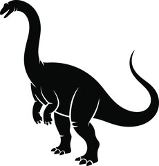 Silhouette of Brachiosaurus Dinosaur Vector Illustration, Prehistoric Jurassic Animal Graphic for Educational, Science Projects, Fossil Icons, Kids Learning, Ancient Wildlife Art