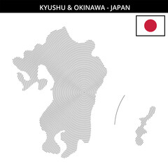 maps of Kyushu and Okinawa with Japan flag representation