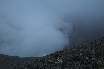 foggy aso volcano 
