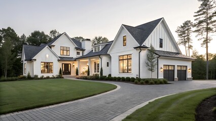 white modern house home beautiful farmhouse cottage