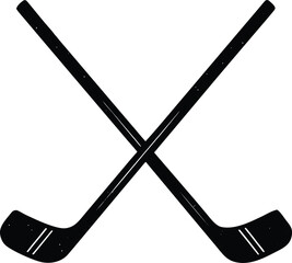 Two crossed hockey sticks silhouette isolated on transparent background