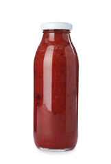 Superfood. Tasty smoothie in glass bottle isolated on white