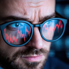 Businessman Analyzing Stock Market Trends with Glasses