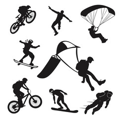 Silhouette of a man riding a bike vector illustration