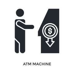 Atm Machine Icon Glyph Style. Vector Illustration For Graphic Design