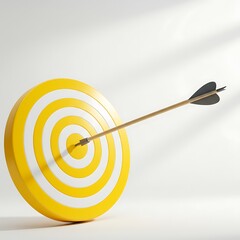 Yellow Target: Precision, Success, 3D Render