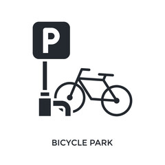 Bicycle Park Icon Glyph Style. Vector Illustration For Graphic Design