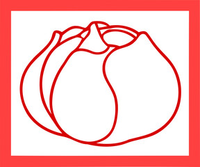 Cabbage Outline, Red Vegetable Symbol