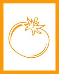 Tomato Outline Icon, Orange Vegetable Symbol