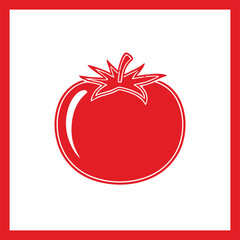 Tomato Outline Icon, Red Vegetable Symbol