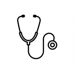 Stethoscope medical device line art on white background