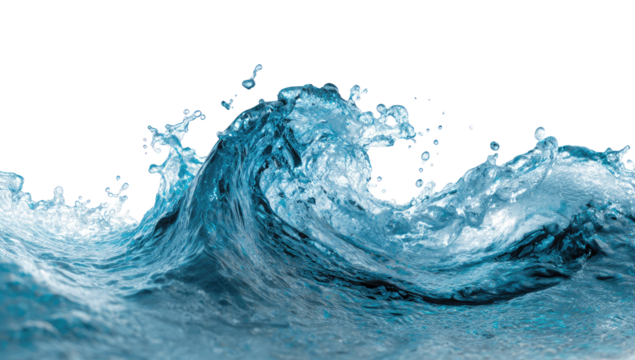 A powerful, surging wave of turquoise water against a black background