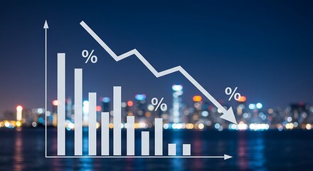 Nightfall Recession: City Lights Dim with Economic Decline
