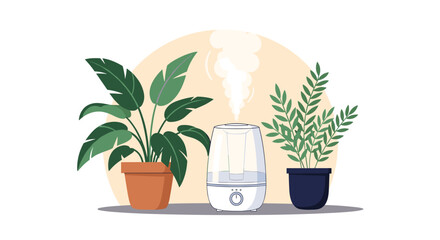 Fototapeta premium Humidifier enhances indoor air quality and plant growth creating a healthier and more vibrant living space