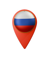 Fototapeta premium Pin Location Marker, Russia Flag Map Pin Icon PNG – Flat Design Location Marker, Russian National Flag Pinpoint Icon PNG for GPS and Navigation