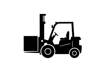 Isolated Black Forklift Truck Lifting Pallet