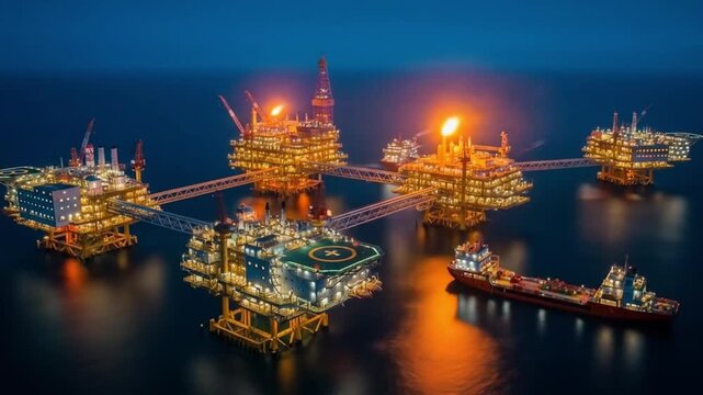 timelapse of offshore oil mining, illustrative video of mining, oil and gas, oil rig, drilling rig