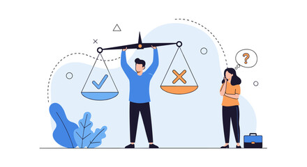 Weighing decisions carefully considering options and consequences before taking action and making choices